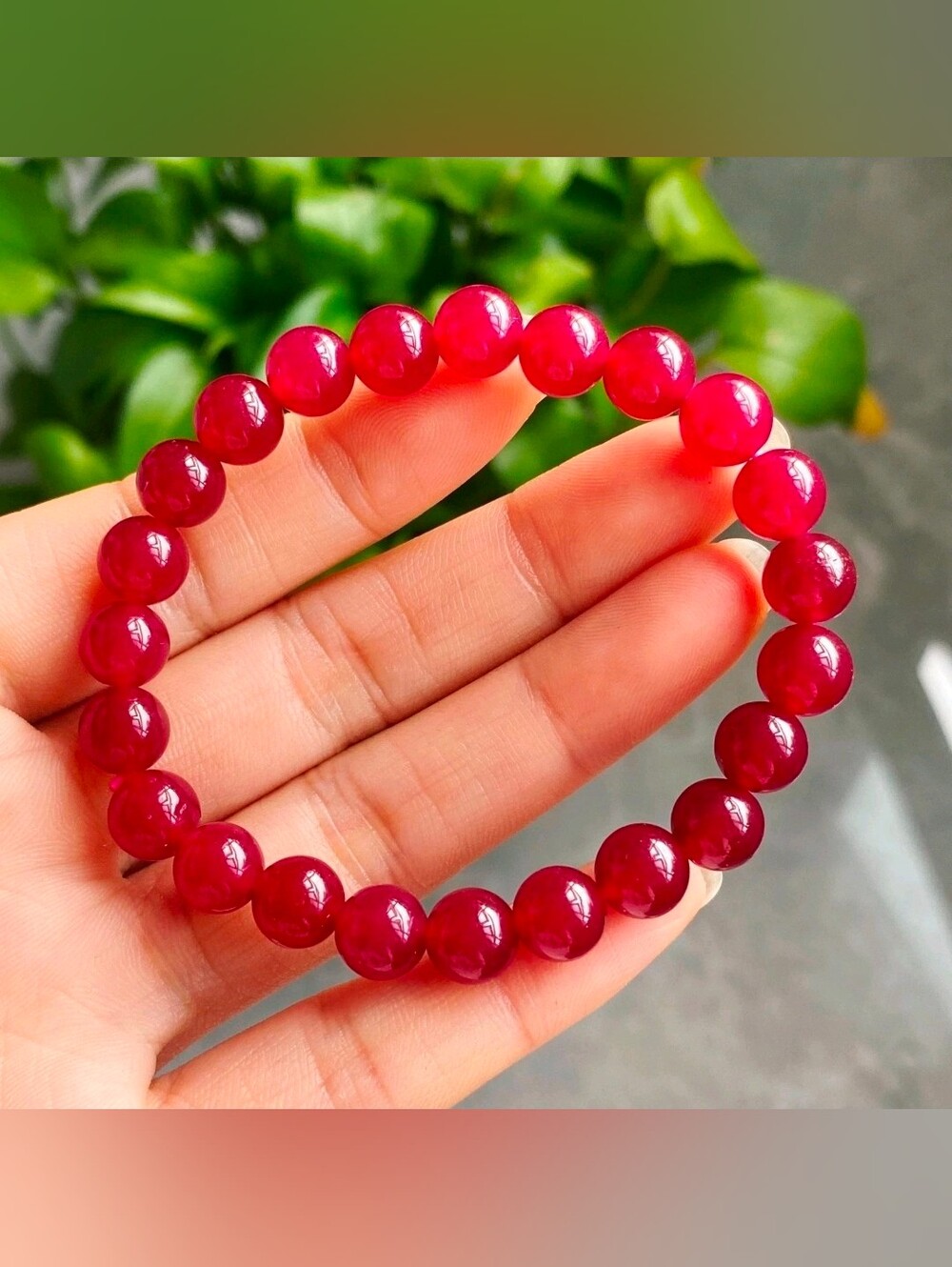 8mm Natural Red Tourmaline Crystal Beads Bracelet AAA